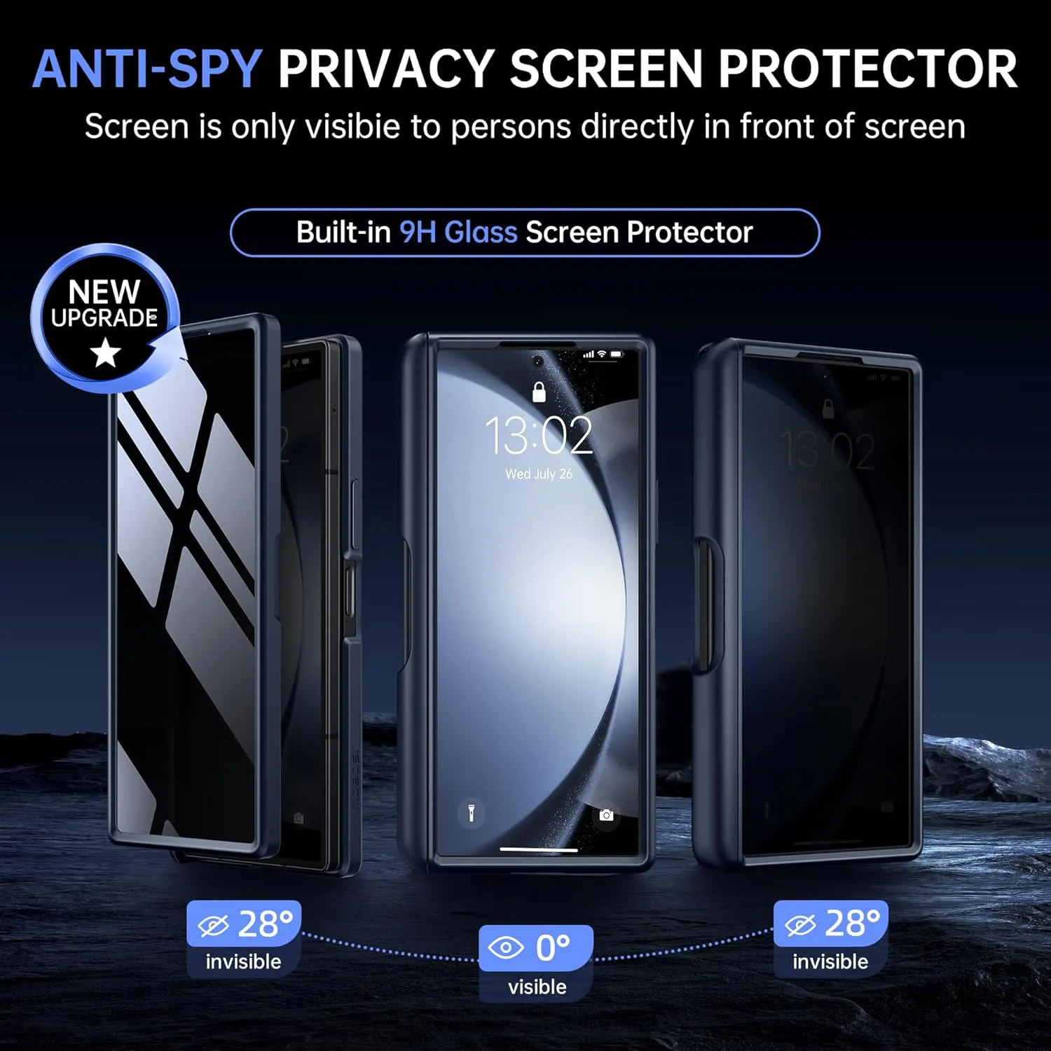 MOBOSI Privacy for Z Fold 6 Case with Anti-Peep Front Screen Protector, Compatible with Magsafe, Built-in Magnetic Hinge Protector&S Pen Holder Full Body Phone Case for Samsung Galaxy Z Fold6, Black