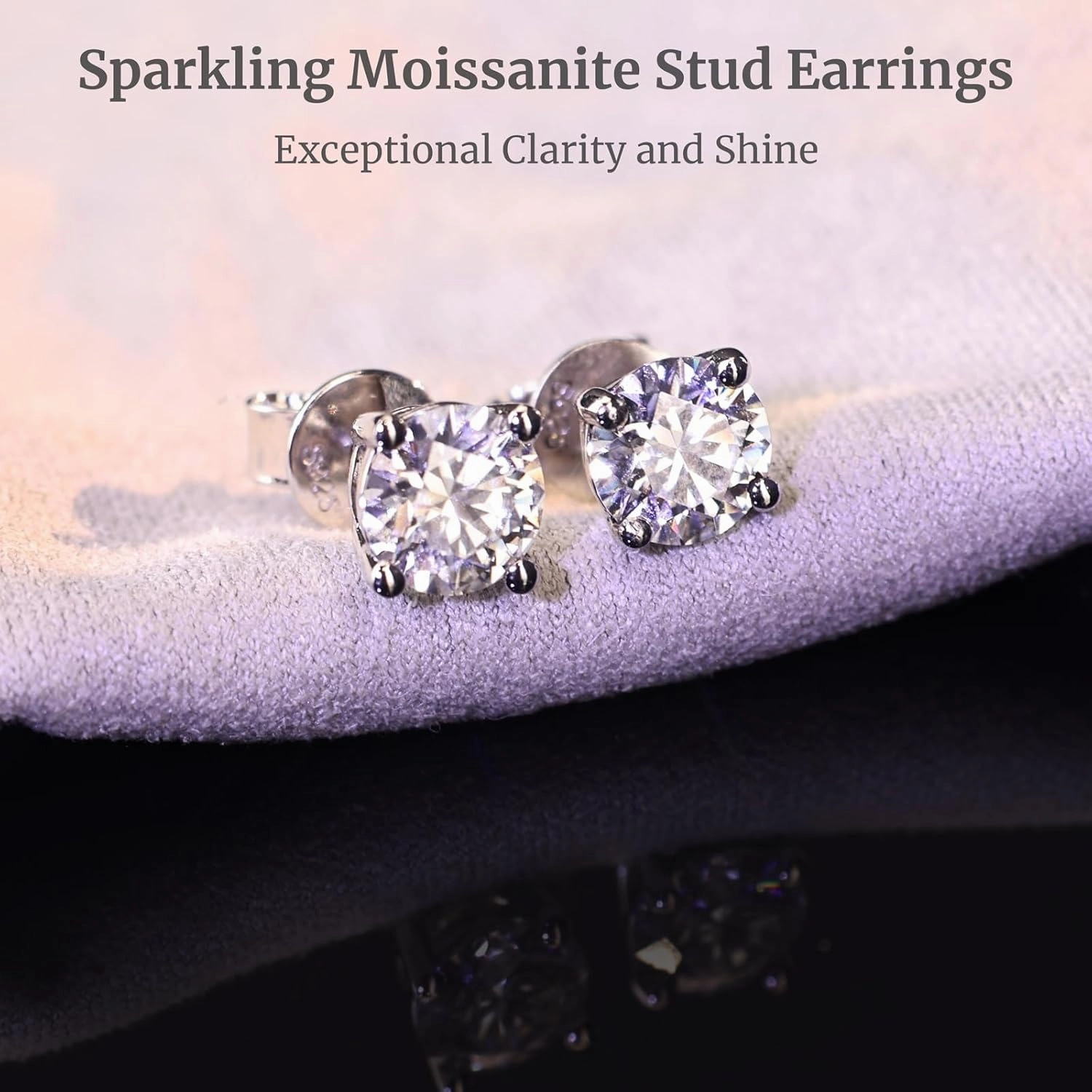 Moissanite Earrings, Diamond Stud Earrings for Women 1-3 CT 18K White Gold Plated/S925 Sterling Silver Earring for Men, Lab Grown Hypoallergenic Jewelry