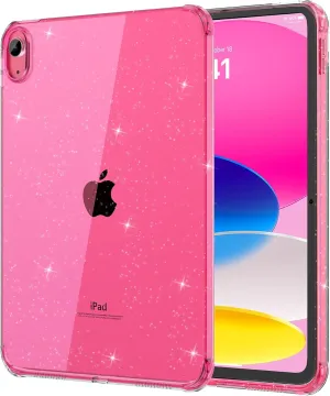 MoKo Clear Case for iPad(A16) 11th Generation 2025 11-inch/10th Generation 2022 10.9 inch, Lightweight Soft TPU, Anti-Scratch Ultra Clear Tablet Cover, Shockproof Impact Resistant, Glitter Flower Pink