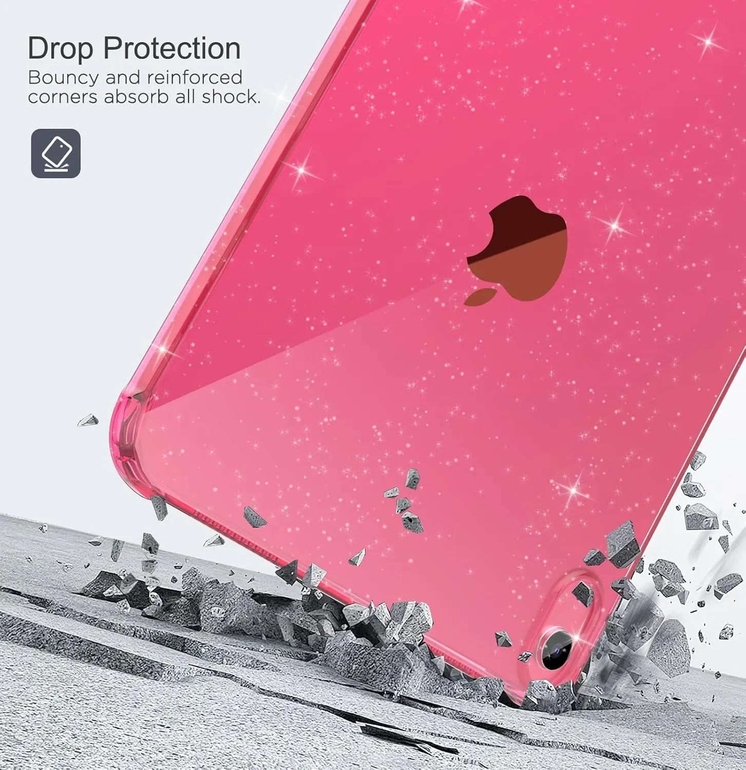 MoKo Clear Case for iPad(A16) 11th Generation 2025 11-inch/10th Generation 2022 10.9 inch, Lightweight Soft TPU, Anti-Scratch Ultra Clear Tablet Cover, Shockproof Impact Resistant, Glitter Flower Pink