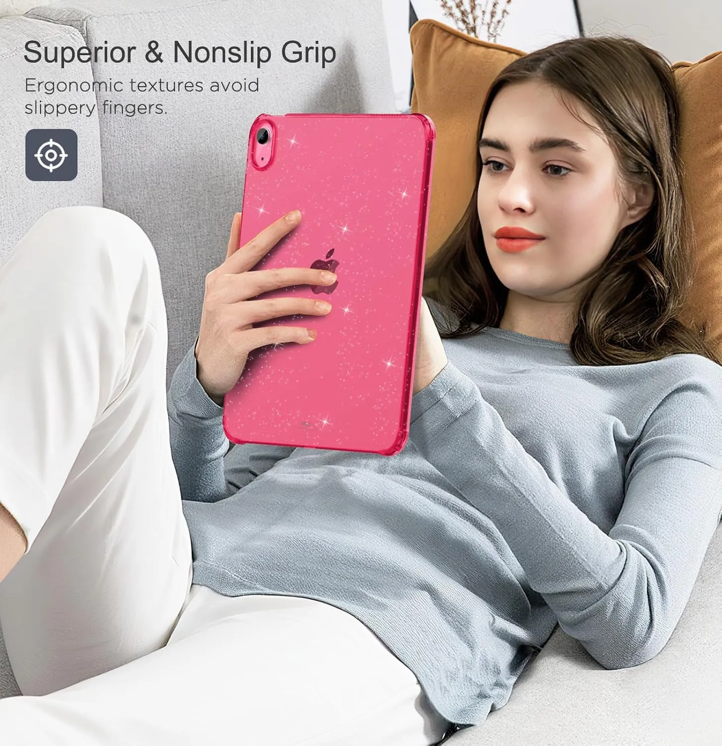 MoKo Clear Case for iPad(A16) 11th Generation 2025 11-inch/10th Generation 2022 10.9 inch, Lightweight Soft TPU, Anti-Scratch Ultra Clear Tablet Cover, Shockproof Impact Resistant, Glitter Flower Pink