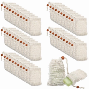 Molain 50 Pack Soap Bags, Natural Sisal Soap Saver Bag, Bar Soap Pouch for Exfoliating, Foaming, and Drying Soap Bars, Soap Savers for Bar Soap, Soap Bags for Soap Bars, Soap Bar Bag