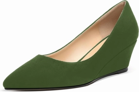 MOVINSTEPS Womens Pointed Toe Dress Slip On Work Wedge Low Heel Pumps Shoes 2 Inch