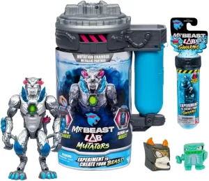 Mr. Beast Lab Mutators 5.5 Inch Collector Mutation Chamber Metallic Panther with 2 Mystery Micro Beasts Swarms Mystery Collectable Figure Gift Bundled Set