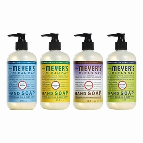 MRS. MEYER'S CLEAN DAY Liquid Hand Soap 4 Pack Variety, Honeysuckle, Rain Water, Compassion Flower, & Lemon Verbena, 12.4 OZ Each, 1 CT Variety Pack