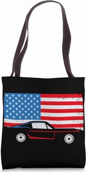 Muscle Car Flag American Car Enthusiast Car Guy 4th of July Tote Bag