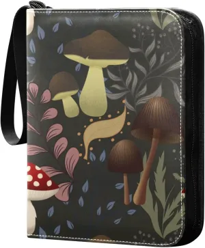 Mushrooms-pattern-colorful-autumn Trading Card Protectors Holder Collectible Album for Sports Card Collection Storage 400 pockets Game Card Binder