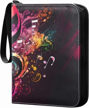 Music-background-colorful Print Trading Card Protectors Holder Collectible Album for Sports Card Collection Storage 400 pockets Game Card Binder, JDJSDJJJ823158