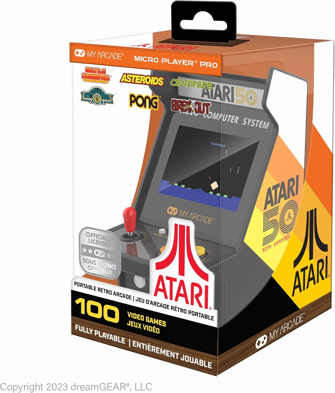 My Arcade Atari Micro Player Pro: 100 Arcade Classics Games, 6.75" Portable Mini Arcade Machine, Playable Video Game Collectible