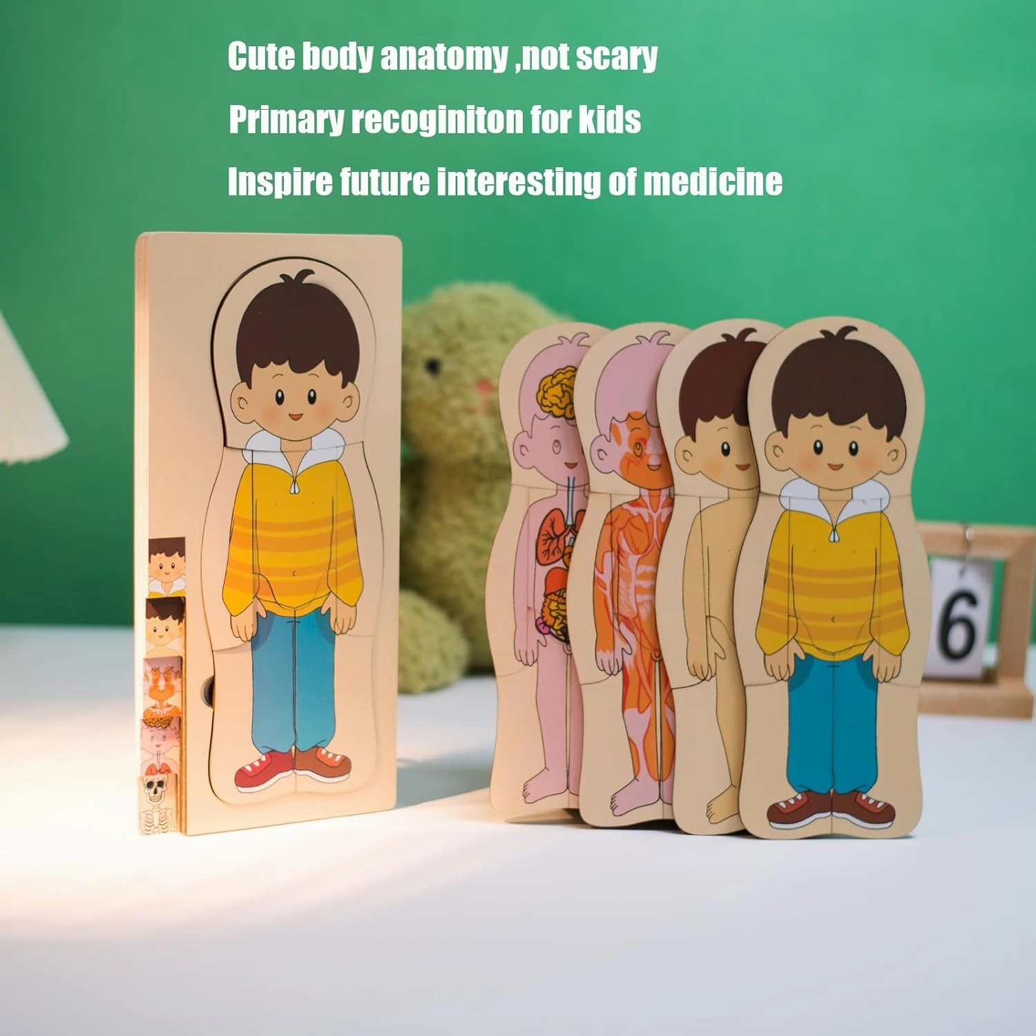 My Body Puzzle for Toddlers Kids Boys Montessori Wooden Anatomy Puzzle Play Set 3-8 Years Old Preschool Learning Game Human Body Skeleton Toys