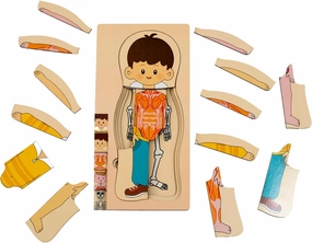My Body Puzzle for Toddlers Kids Boys Montessori Wooden Anatomy Puzzle Play Set 3-8 Years Old Preschool Learning Game Human Body Skeleton Toys