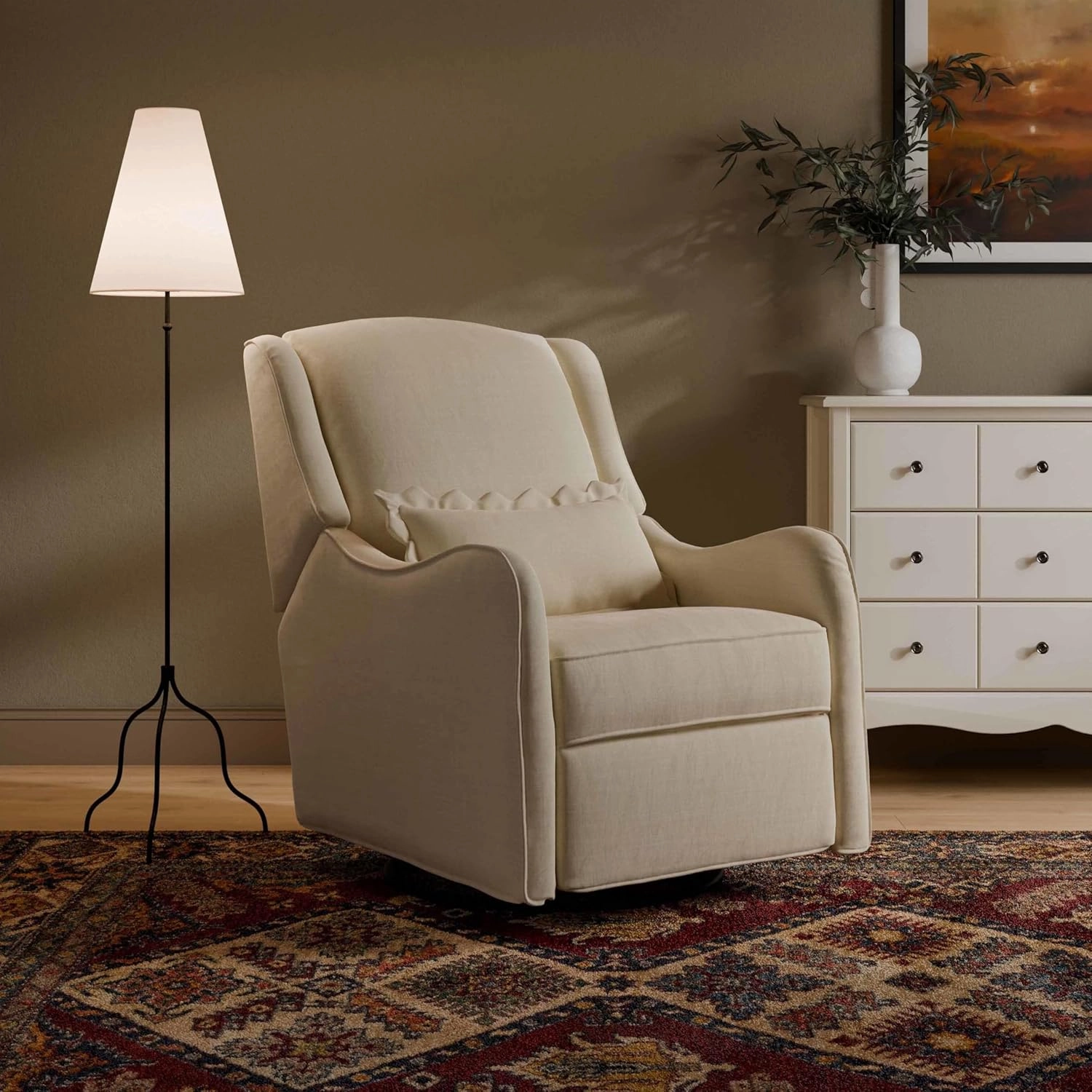 Namesake Devon Recliner and Swivel Glider in Performance Ivory Eco-Basketweave, GREENGUARD Gold and CertiPUR-US® Certified