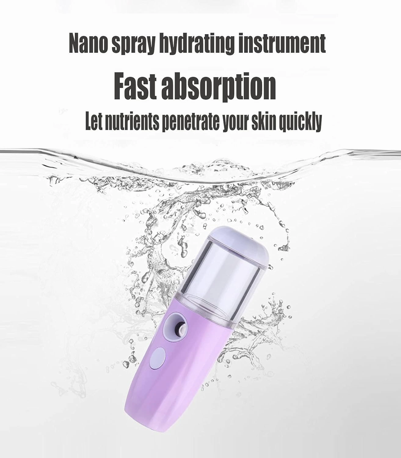 Nano Facial Spray Mini Sprayer, Portable Nano Sprayer, Eyelash Extender, Compact USB Rechargeable Facial Steamer, Moisturizing(Color:White)