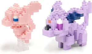 Nanoblock - 2 Set Bundle - Espeon (Eifie in Japan) and Mew - Adjustable Pokemon Characters (Japan Import)