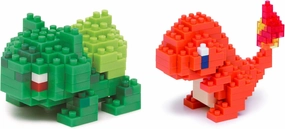 Nanoblock - 2 Sets Bundle - Hitokage and Bulbasaur (Fushigidane) - Adjustable Pokemon Characters (Japan Import)