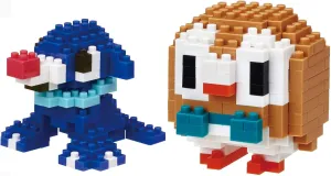 Nanoblocks - 2 Set Bundle - Popplio and Rowlet (Ashimari and Mokuroh in Japan) - Adjustable Pokemon Characters (Japan Import)