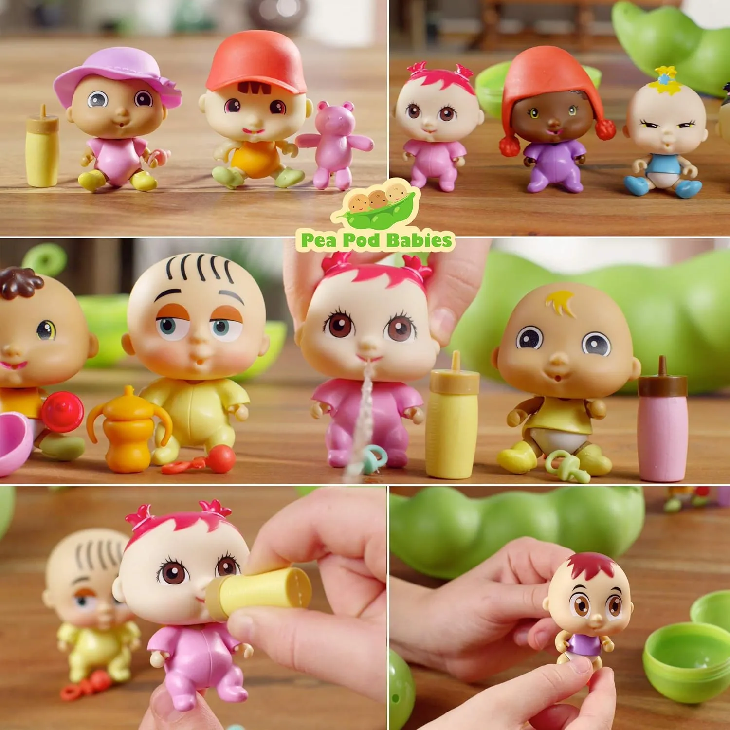 Nature Bound Pea Pod Babies Bundle - Collectible Mystery Surprise Toys with Mini Baby, Clothing, & Accessories - Small Doll (Beach Party Set)