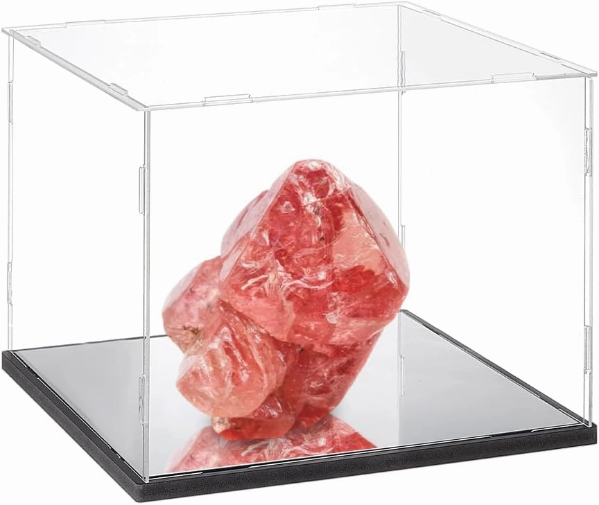 NBEADS Mirrored Clear Acrylic Box, Self-Assembly Collectibles Box Countertop Showcase Display Box for Office Home Storage, 10.39x10.39x10.16 inch