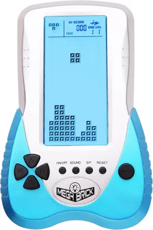 New Retro Block Brick Game Console Large Screen Blue Backlight Brightness can be Adjusted Build in 23 Game Compatible with Lithium Battery/AAA Batteries can Plug in Headphone (Blue)