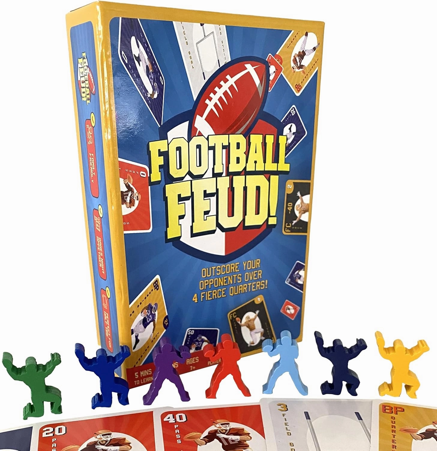 New Fast-paced Football Card Game for Families, Games Nights, Tailgates & Even Half-time | Enjoyed by Kids, Teens and Adults | 2-6 Players, Ages 7 , 5 min to Teach, 15 min to Play