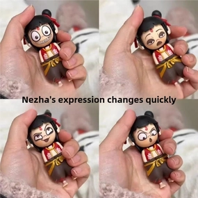 Nezha 2 Face-Changing Model Press Toy - Collectible Movie Novelty, Interactive 4-Expression Transform Art Desk Decor Fun Gifts for Friends or Children (4PCS)