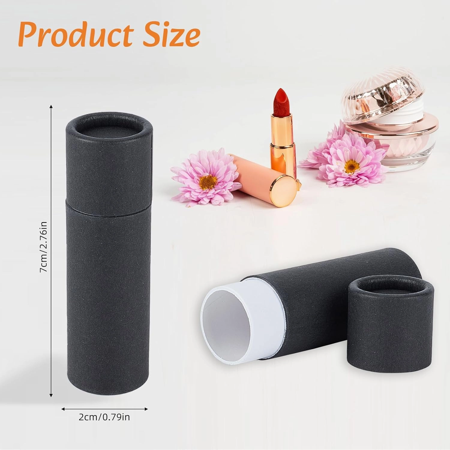 NICENEEDED 15 Pcs Paperboard Lip Balm Tubes, 0.4 Oz Kraft Paper Lipstick Tube, Cardboard Empty Deodorant Container Solid Perfume Tube Cosmetic Box for DIY Chapstick Deodorant Crayon