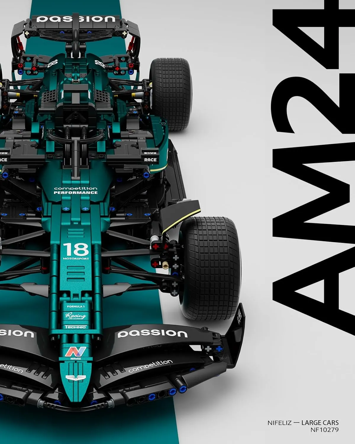 Nifeliz AM24 Formula 1 Racing Car Building Set, 1:8 Scale Collectible Set for Adults, Authentically Detailed Build and Display Model for Home or Office Décor (2351PCS, NF10279)