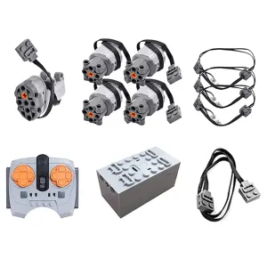 NIIZ Power Functions Motor Compatible with Technic-Parts, 11 Pieces Science and Technology Motor Power Function Kit, Including 5 Motors Power Pack, Adjustable Speed APP and Remote Control Set