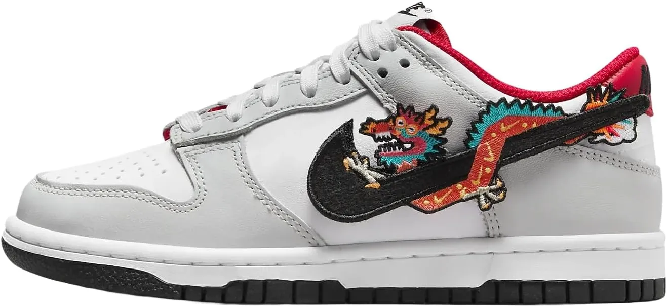Nike Dunk Low Big Kid Shoes (White/Black-White, US Footwear Size System, Big Kid, Numeric, Medium, 4)