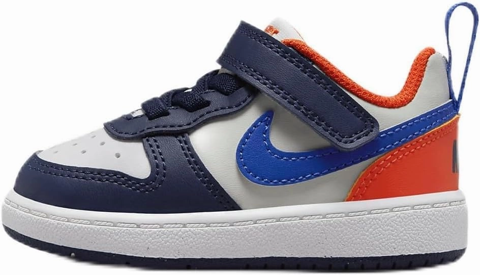 Nike Court Borough Low Recraft Baby/Toddler Shoes (DV5458-401, Midnight Navy/Team Orange/Light Silver) Size 2