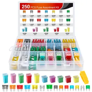 Nilight Blade Jcase Car Fuse Assortment Kit 5A 7.5A 10A 15A 20A 25A 30A Standard Mini Fuses 20A 30A 40A 50A 60A Low Tall STD Profile Fuses for Car Truck, 2 Years Warranty, 250PCS Fuses   Box fuses