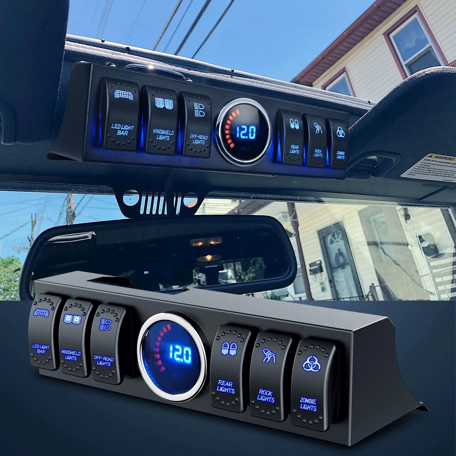 Nilight 6 Gang Rocker Switch 12V Panel Relay Box Circuit Control System with 80A Breaker Covers and Removals for Jeep Wrangler JK JKU 2007-2018