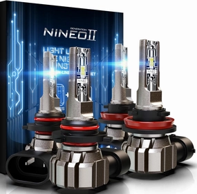 NINEO H11 9005 Combo Bulbs, H11 9005 Driving Light Bulbs, 300% Brighter, Plug and Play, Off-Road Use or Fog Light, Pack of 4