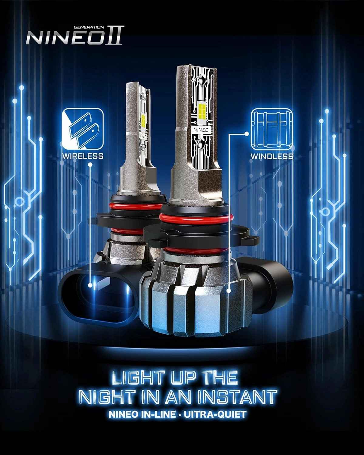 NINEO H11 9005 Combo Bulbs, H11 9005 Driving Light Bulbs, 300% Brighter, Plug and Play, Off-Road Use or Fog Light, Pack of 4