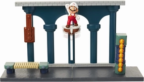 Nintendo Super Mario Lava Castle Deluxe Play Set, Includes: 2.5” Fire Mario Figure & Mechanical Features, Spinning Fireballs Tower, Swinging Pendulum, Bone Lift & Bridge