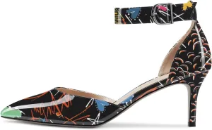 NobleOnly Women Stiletto Kitten Low Heel Ankle Strap Pumps Close Pointed Toe Wedding Office Dress Shoes 2.6 Inches Heels