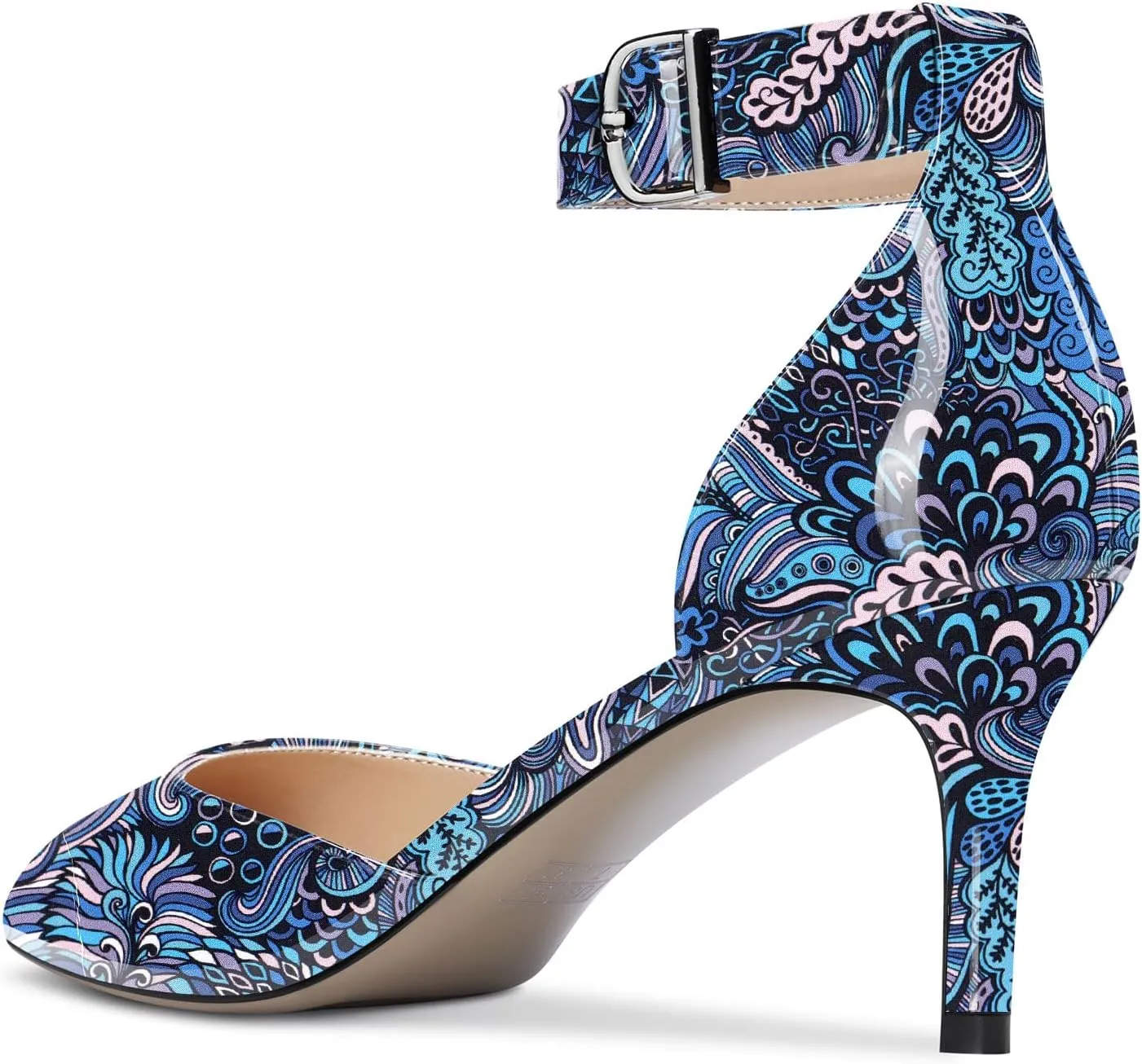 NobleOnly Women Stiletto Kitten Low Heel Ankle Strap Pumps Close Pointed Toe Wedding Office Dress Shoes 2.6 Inches Heels