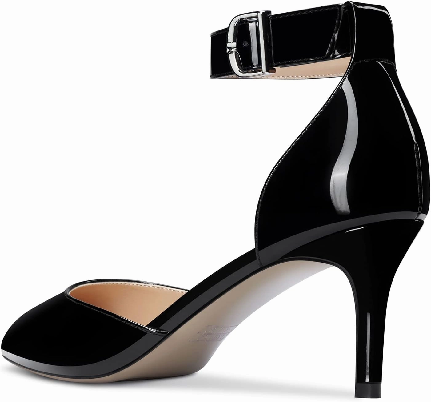 NobleOnly Women Stiletto Kitten Low Heel Ankle Strap Pumps Close Pointed Toe Wedding Office Dress Shoes 2.6 Inches Heels