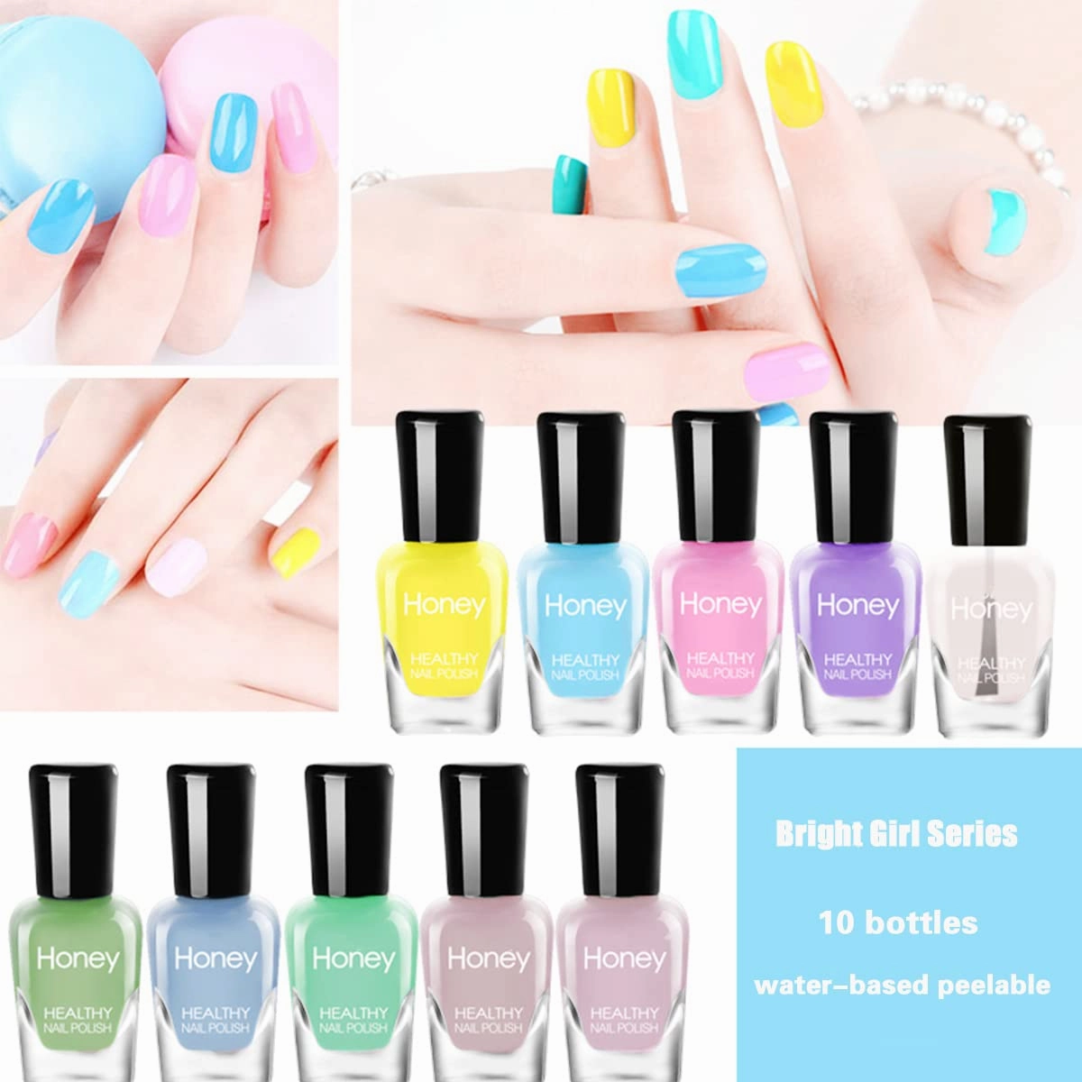 Non Toxic Nail Polish Set, Easy Peel Off and Fast Dry NailPolish Set for Pack, Eco Friendly and Organic Water Based Nail Polish for Women,Teens(20 Bottles)