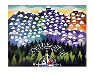 Northeast 111 Hiking Challenge Scratch Off/NY'S High Peaks/Vermont/NH 48 4,000 footers/Maine/peakquest/Hiking Supplies and Accessories/ 11x14" in size/hiking log or journal/map
