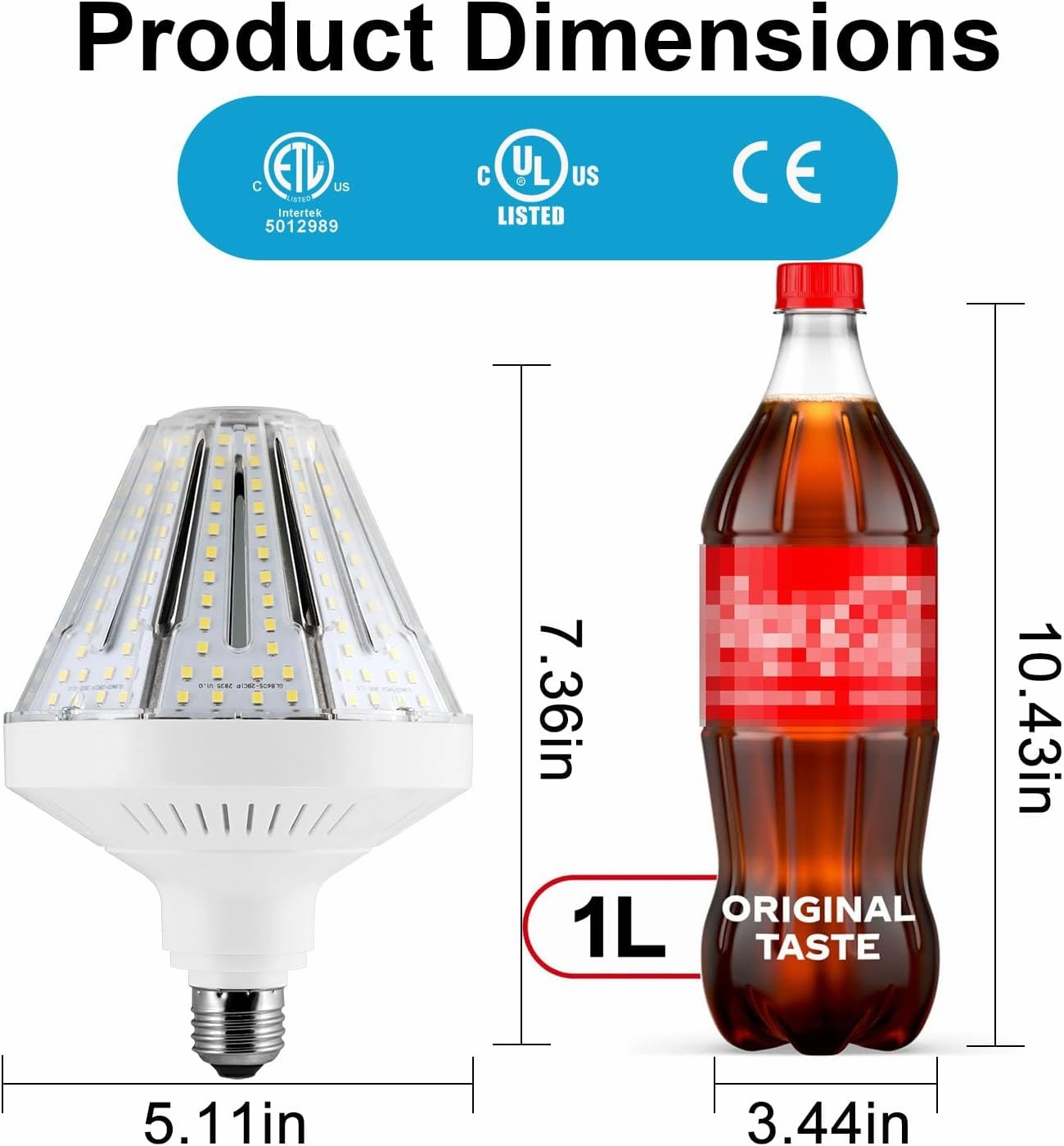 NS 1-Set 120W Ultra-Bright Flicker-Free LED Bulbs (18,500LM | 5000K Daylight | CRI 90) - Dual E39/E26 Base with Built-in Cooling Fan - Commercial Grade A17 Shape - ETL/UL/CE Certified.Not Dimmable