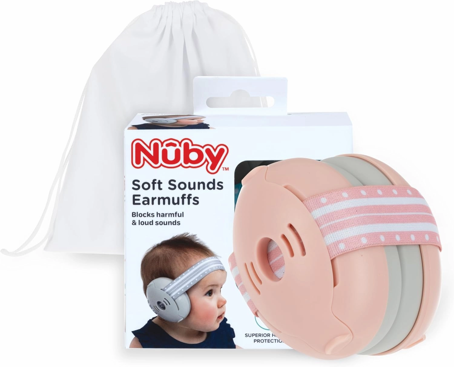 Nuby Soft Sounds - Adjustable Baby Earmuffs for Protection Against Loud Noises
