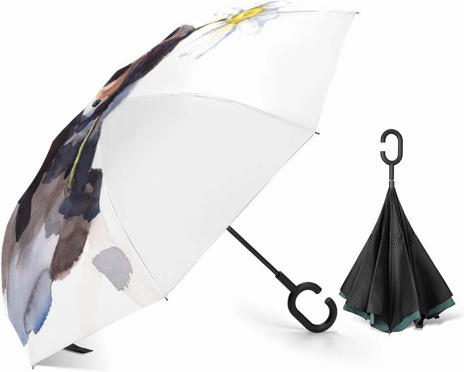 Nugier Auto Large Inverted Rain Umbrella, Sun Protect UV Winds Rain Compact Parasol Automatic Open/Close Reverse Car Umbrella