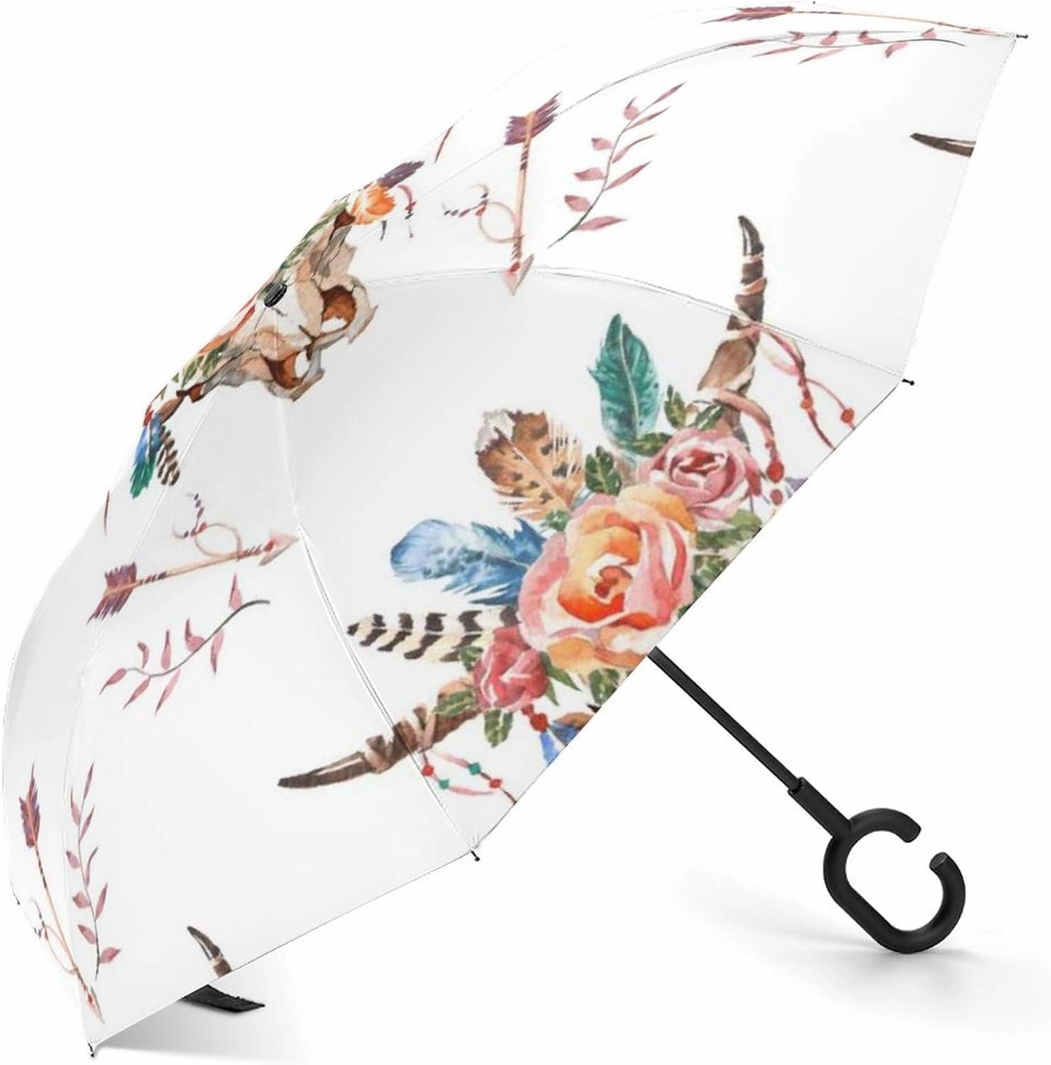 Nugier Auto Large Inverted Rain Umbrella, Sun Protect UV Winds Rain Compact Parasol Automatic Open/Close Reverse Car Umbrella