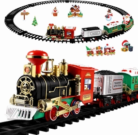 NUOBESTY Christmas Train Toys Set Around Tree for Kids, Railway Train Set Railway Tracks Playset Christmas Train Model Toy for Kids Boys Girls