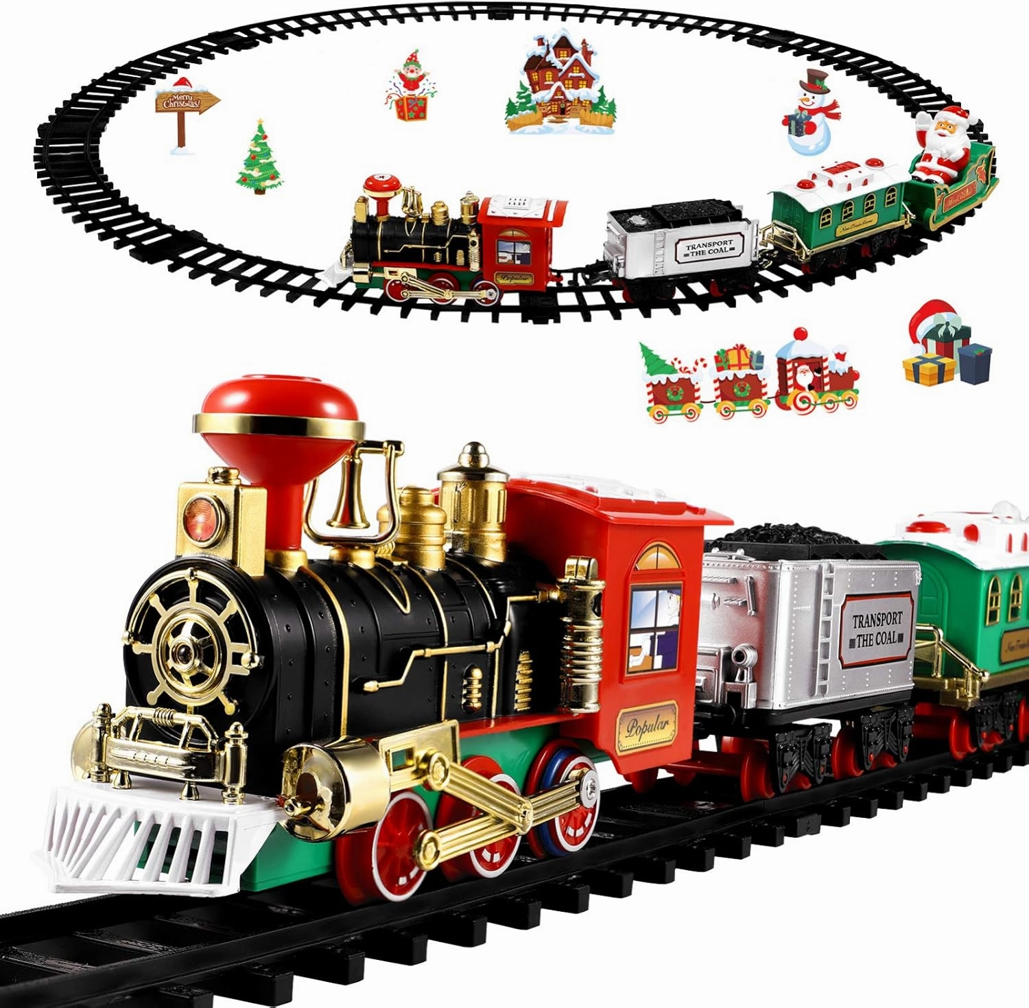 NUOBESTY Christmas Train Toys Set Around Tree for Kids, Railway Train Set Railway Tracks Playset Christmas Train Model Toy for Kids Boys Girls