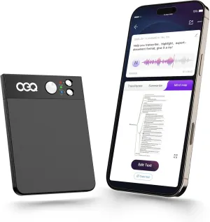 OEQ AI Voice Recorder,64GB AI Speech Processor with Simultaneous Interpretation & Real-timeTranscription Powered by ChatGPT 4.5 with App Control for Students/Creatives/Journalist in Meetings (Black)