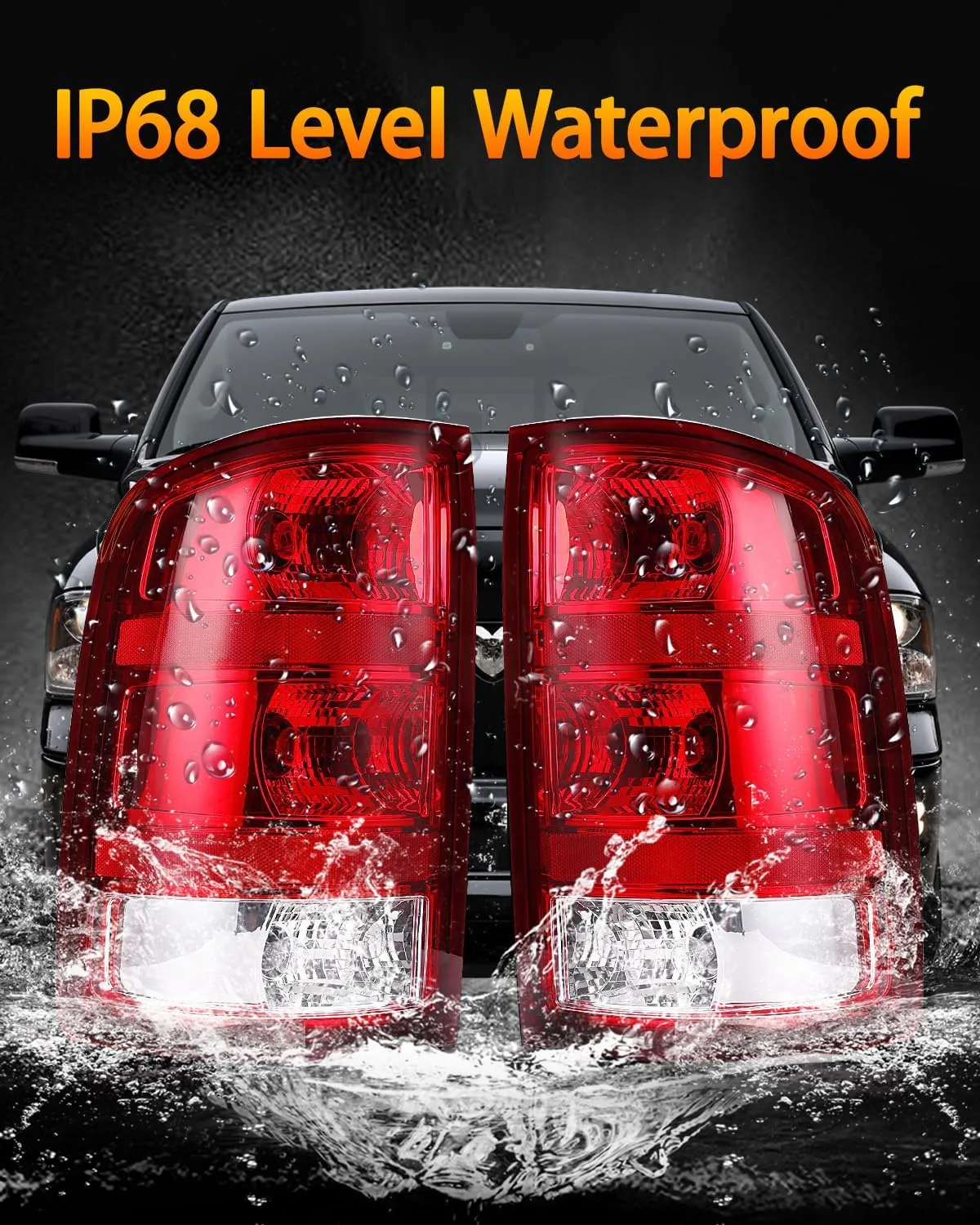 OKLPF Rear Brake Tail Light Compatible With 2007-2014 GMC Sierra 1500 2500HD 3500HD Replace 25958484 25958485,Replace Red Taillight Assembly,Included Bulbs and Harness,Driver and Passenger Side