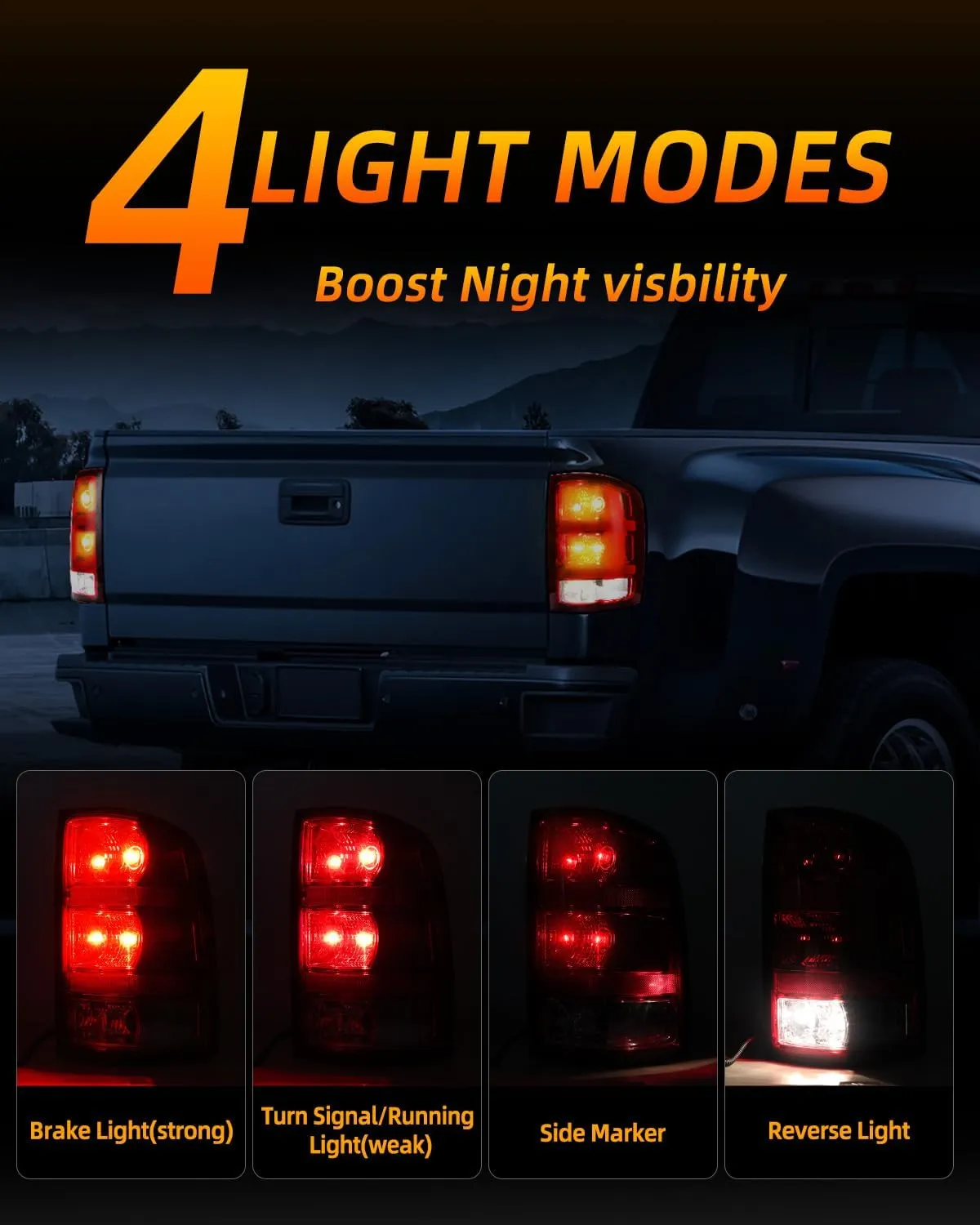 OKLPF Rear Brake Tail Light Compatible With 2007-2014 GMC Sierra 1500 2500HD 3500HD Replace 25958484 25958485,Replace Red Taillight Assembly,Included Bulbs and Harness,Driver and Passenger Side