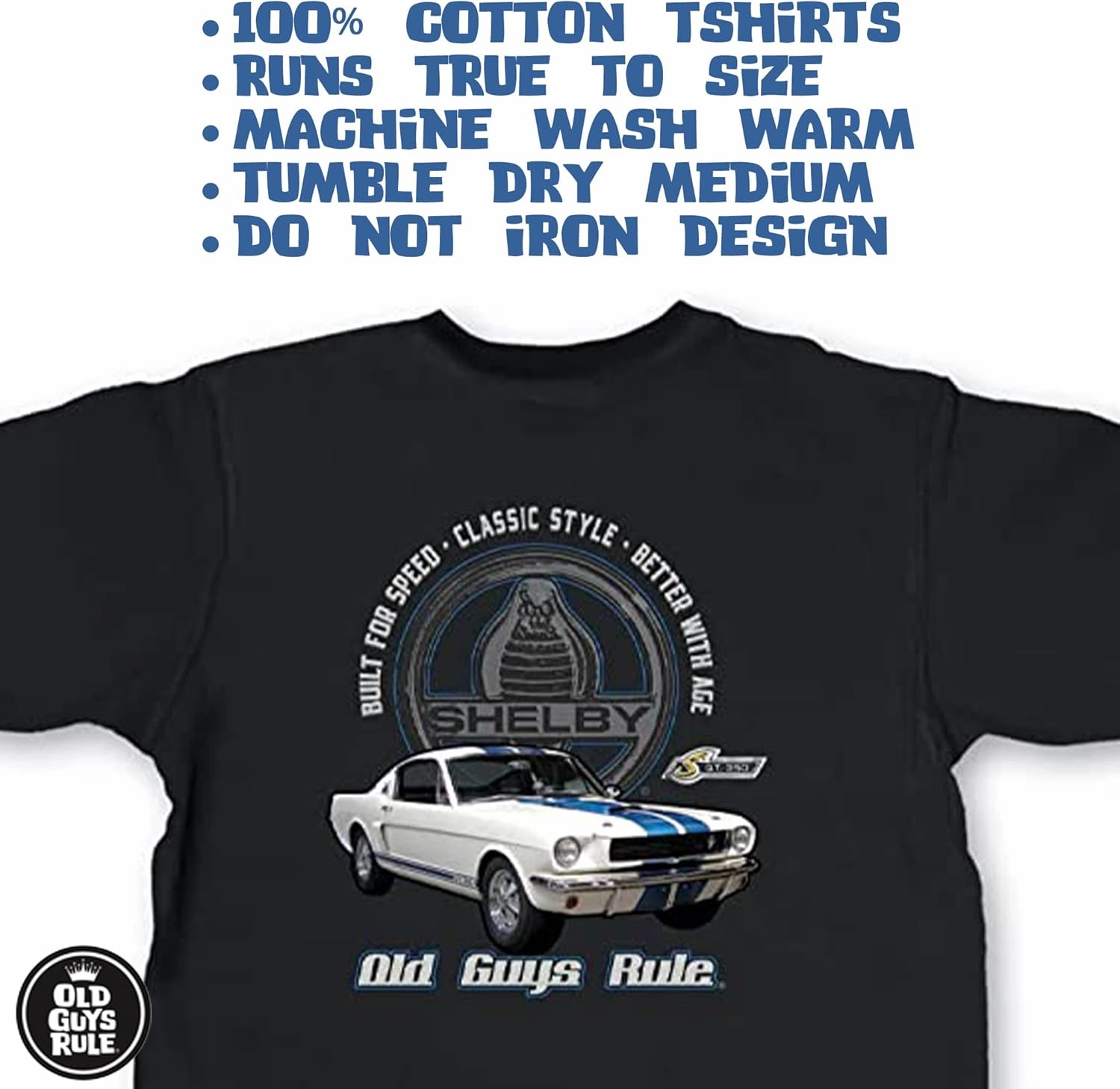 OLD GUYS RULE Men's Graphic T-Shirt, Shelby GT350 - Father's Day, Birthday Gift - Novelty Tee for Classic Car Enthusiasts